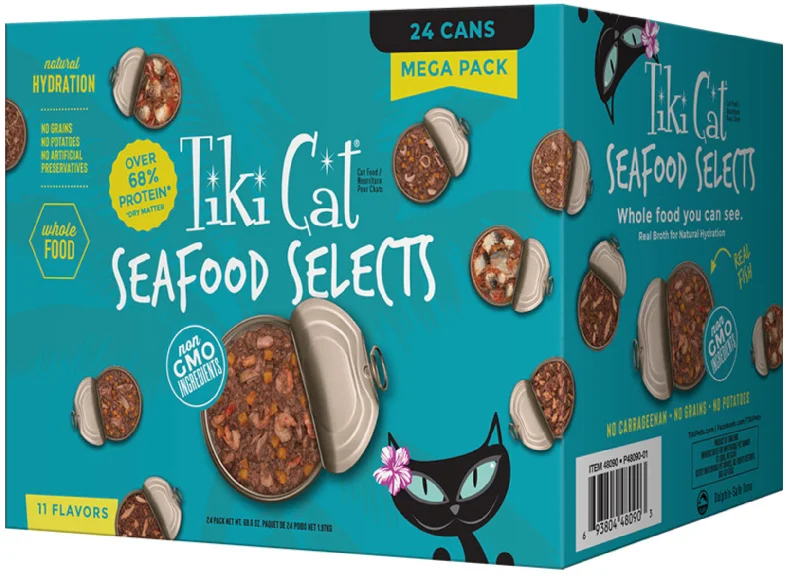 Tiki Cat® Wet Cat Food Seafood Selects 2.8oz Can Mega Variety Box 24ct