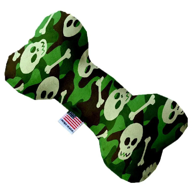 Plush Bone Dog Toy Green Camo Skulls