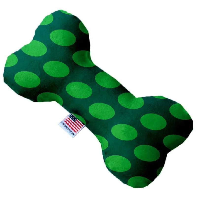 Plush Bone Dog Toy Green On Green Dots