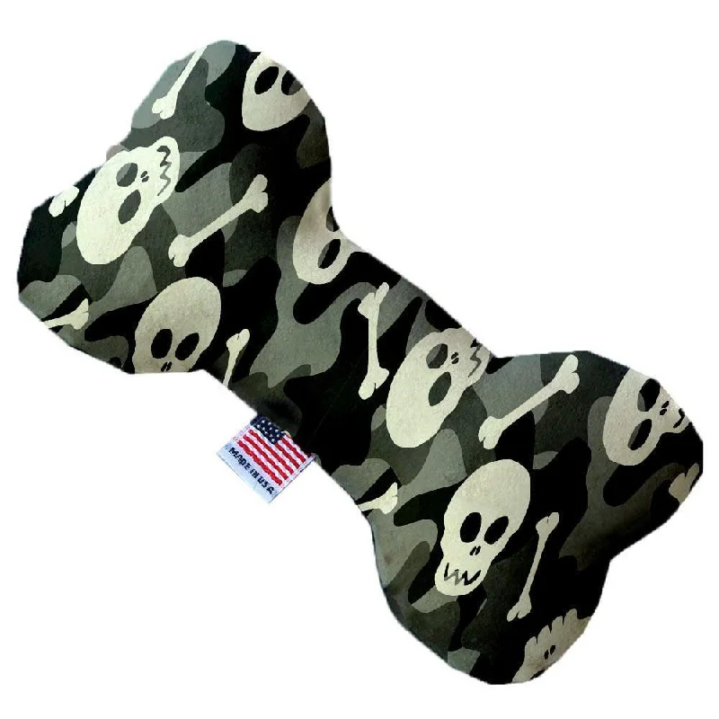 Plush Bone Dog Toy Grey Camo Skulls