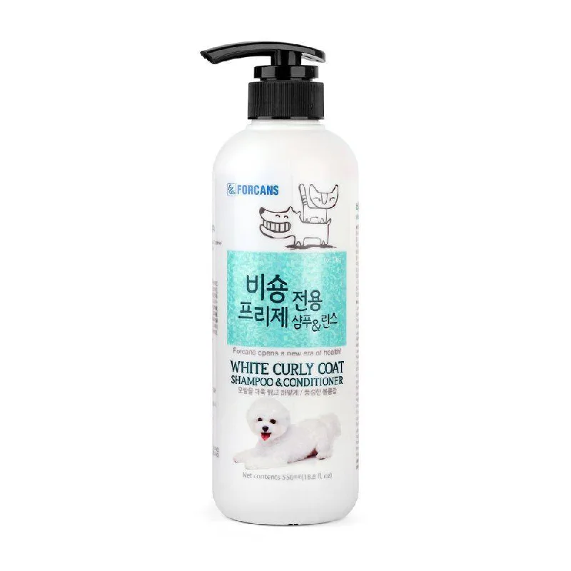 Forcans White Curly Coat Shampoo & Conditioner for Dogs 550ml