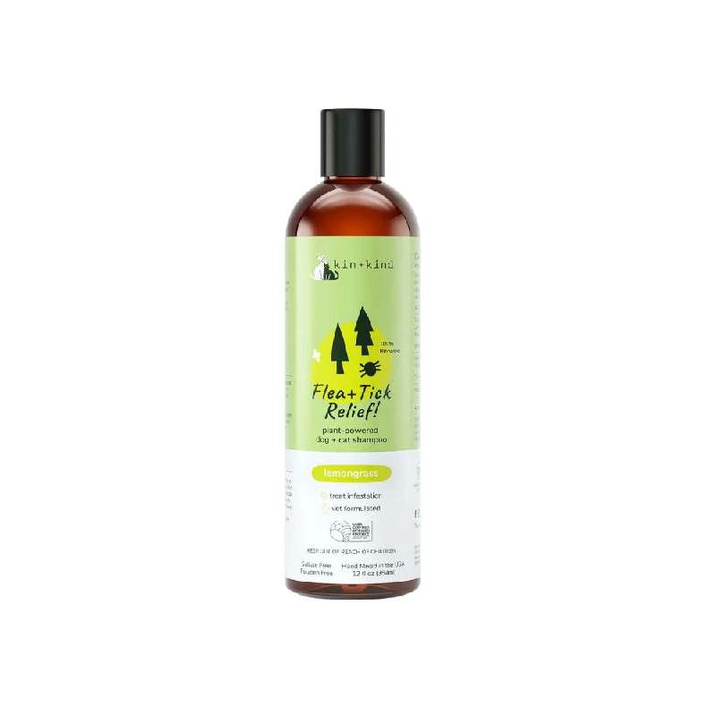 Kin + Kind Dog Flea + Tick Relief! Shampoo Lemongrass 12oz