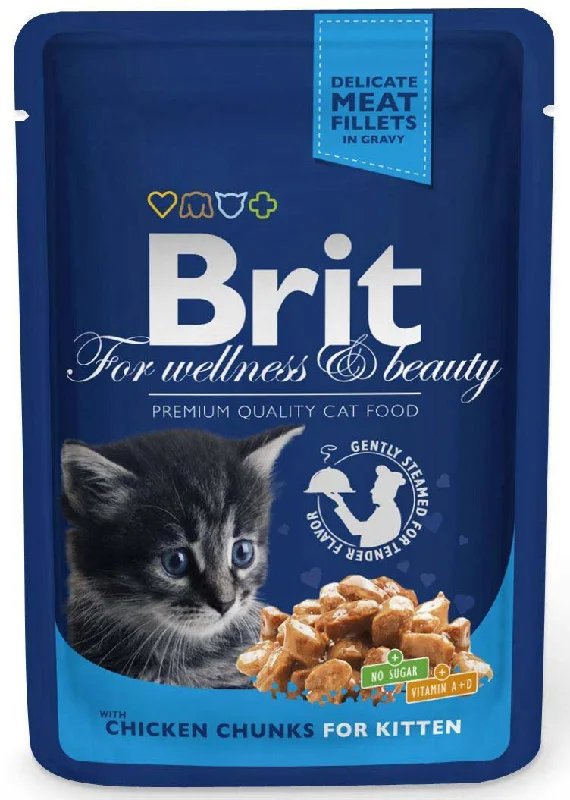 BRIT PREMIUM Komadići u umaku KITTEN, s piletinom, 100g