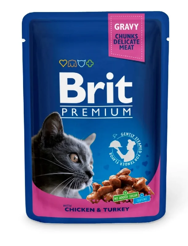 BRIT PREMIUM Komadići u umaku s piletinom i puretinom, 100g