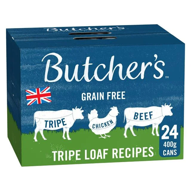 Butcher's Tripe Loaf Recipes Dog Food Tins   24 x 400g