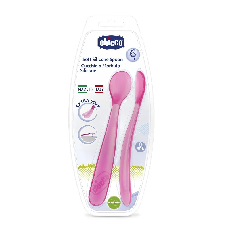 Chicco Soft Silicon Spoon Bi-Pack For Girl (6M+)