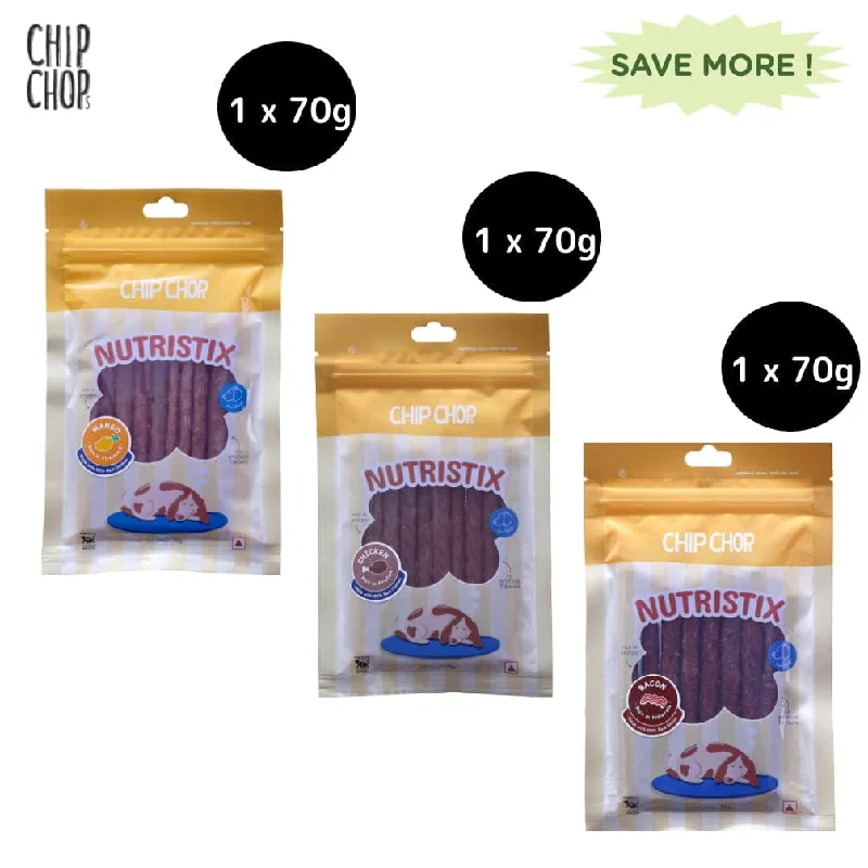 Chip Chops Bacon, Chicken and Mango Nutristix Dog Treats Combo (3 x 70g)