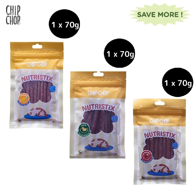 Chip Chops Strawberry, Duck and Mango Nutristix Dog Treats Combo (3 x 70g)