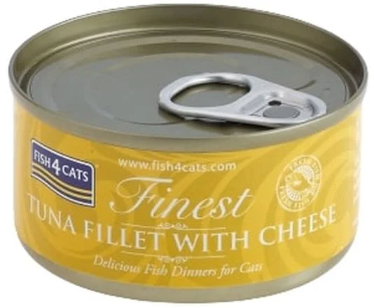 FISH4CATS Finest Conservă pentru pisici, cu file de Ton şi Brânză 70g