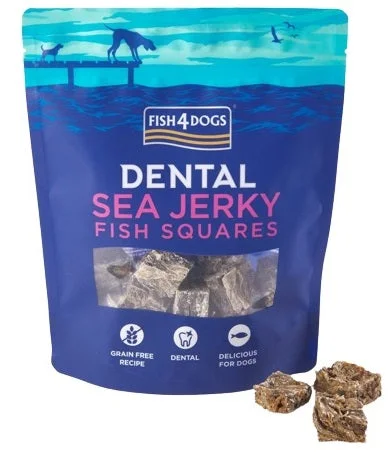 FISH4DOGS Dental Sea Jerky Squares, dentalna poslastica, koža bijele ribe, 115g