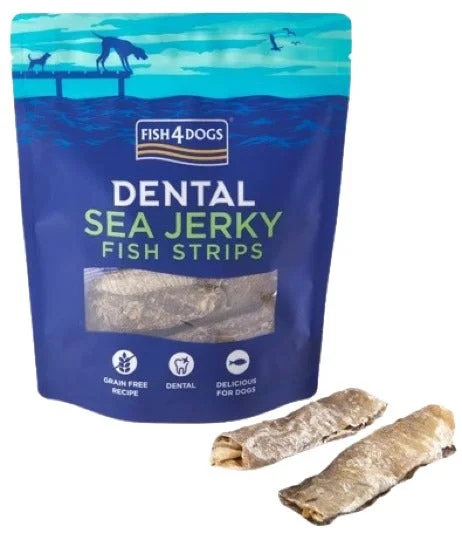 FISH4DOGS Dental Sea Jerky Strips, dentalna poslastica, koža bijele ribe, 100g