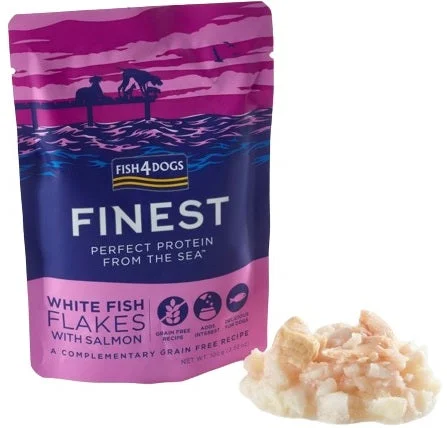 FISH4DOGS Finest Flakes, fileti bijele ribe s lososom, bez žitarica, 100g