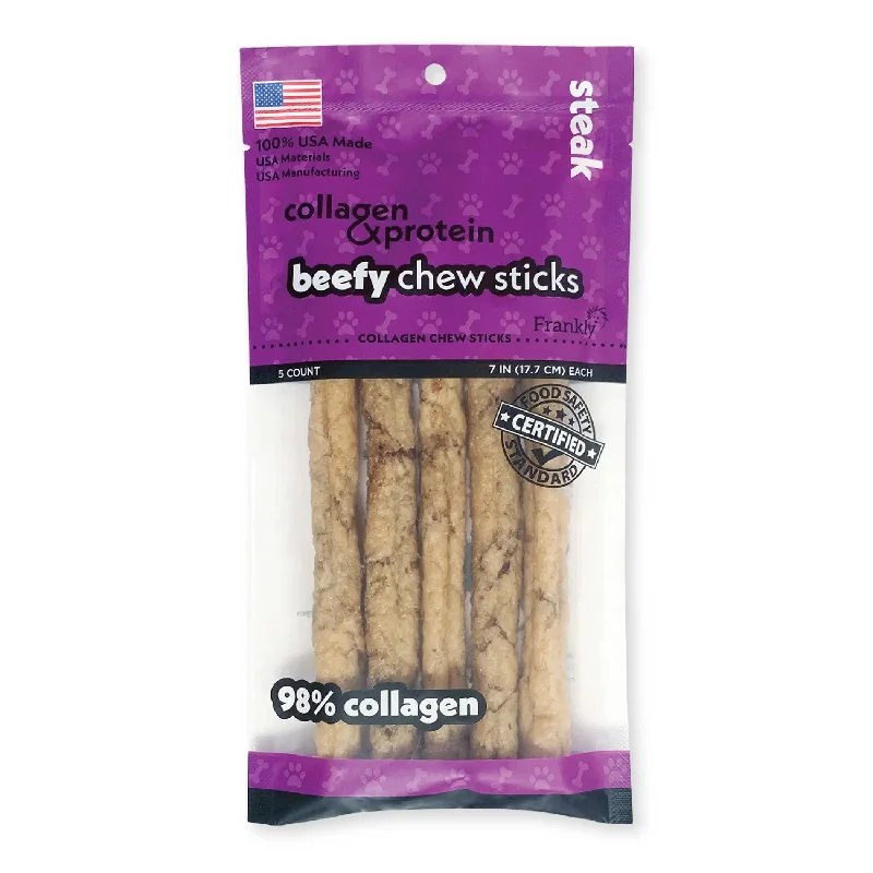 Frankly Pet Collagen Mega Beefy Chew Steak Sticks Dog Treat