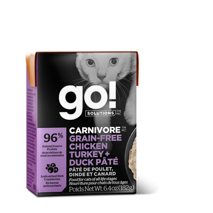 PETCUREAN GO! SOLUTIONS Carnivore: Chicken, Turkey and Duck Pâté Tetra, 182g (6.4oz)