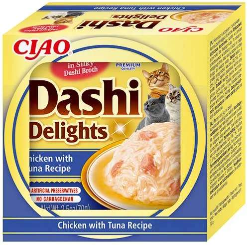 INABA CIAO Dashi Delights Bol pentru pisici, cu Pui şi Ton 70g