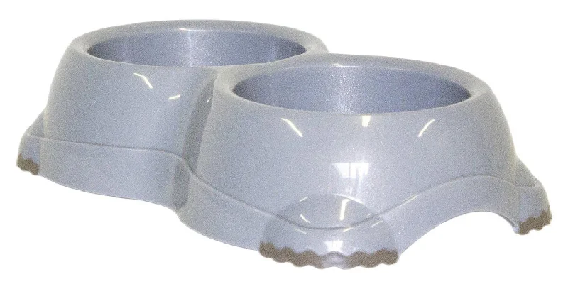 Moderna Double Plastic Bowl For Dogs And Cats H107026 2х11 Cm 2х330 Ml Gray