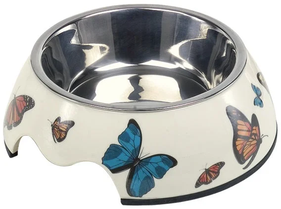 NOBBY Bol din melamină BUTTERFLY pentru câini, S, 14x4,5cm, 160ml