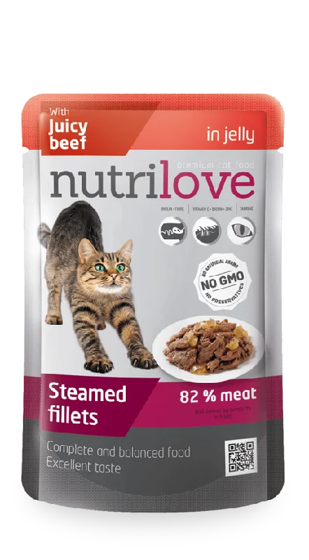 Nutrilove Adult Cat Beef in jelly - Pouch 85gr