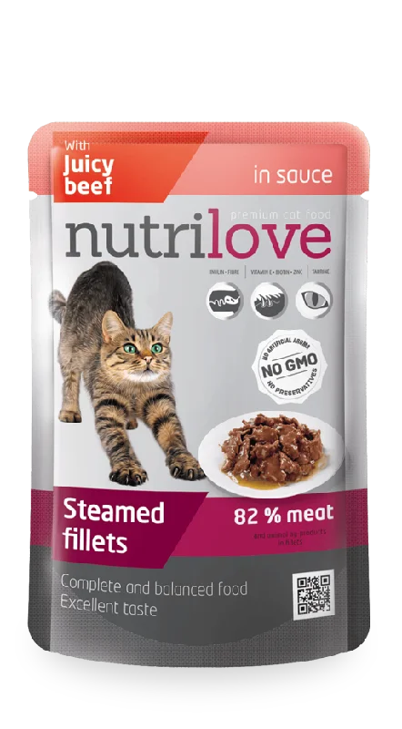 Nutrilove Adult Cat Beef in sauce - Pouch 85gr