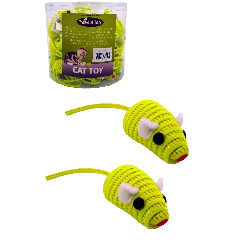 Papillon Cat Toy Mouse Fluorescent Yellow With Rattle