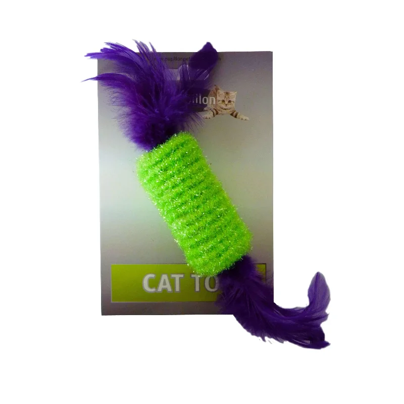 Papillon Cat Toy Roller With Rattle And Feather 10 cm