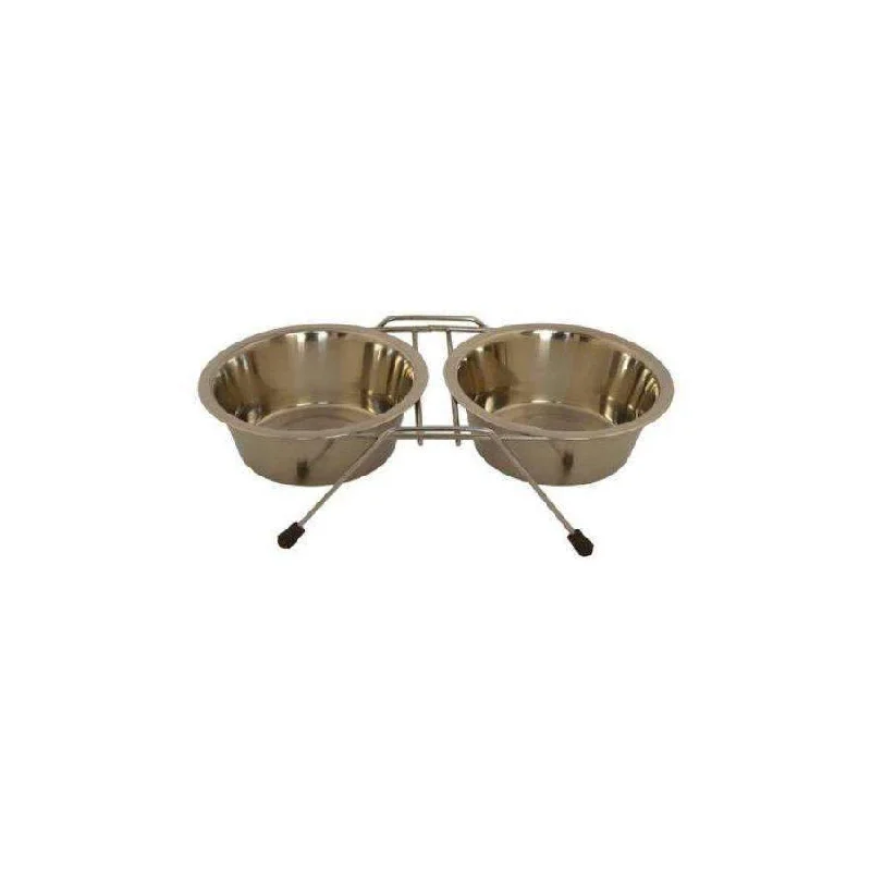 Papillon Double Dinner Wire Frame Including Bowls Metal 2 x 0,75L