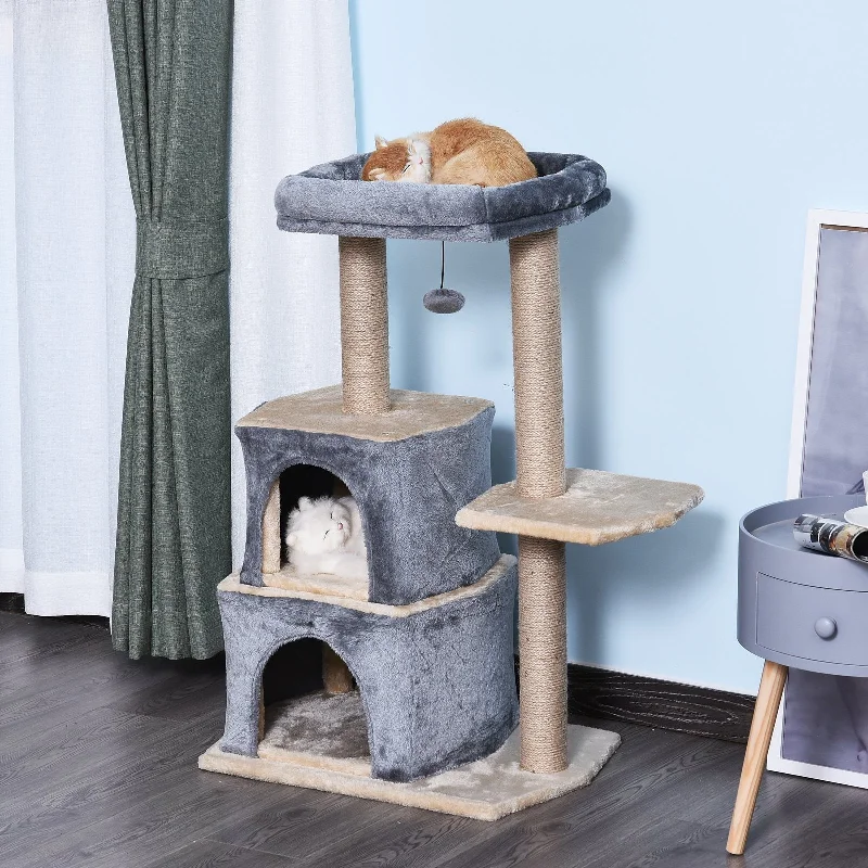 PawHut Cat Tree for Indoor Cats Scratching Posts with 2 Houses