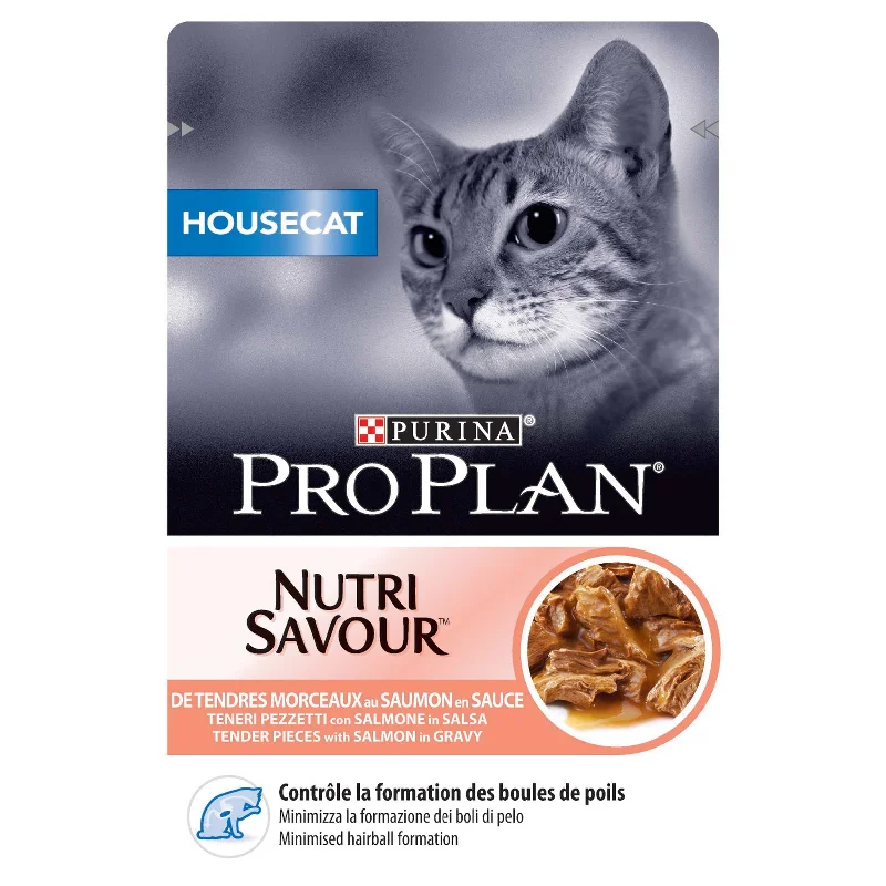 PRO PLAN Nutri Savour Housecat, komadići s lososom, u umaku, 85g