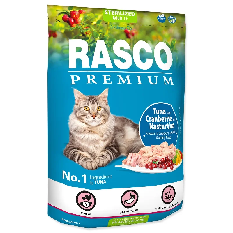 RASCO Premium Cat Sterilised, tunjevina, obogaćeno brusnicom i dragoljubom, 400g