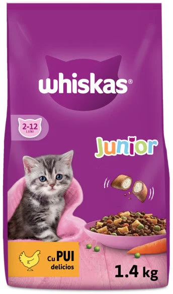 WHISKAS JUNIOR Hrană uscată pentru pisicuţe, cu Pui