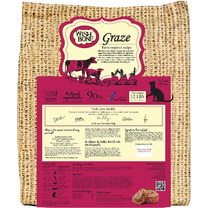 Wishbone Grain Free Graze Grass fed New Zealand Beef Dry Cat Food