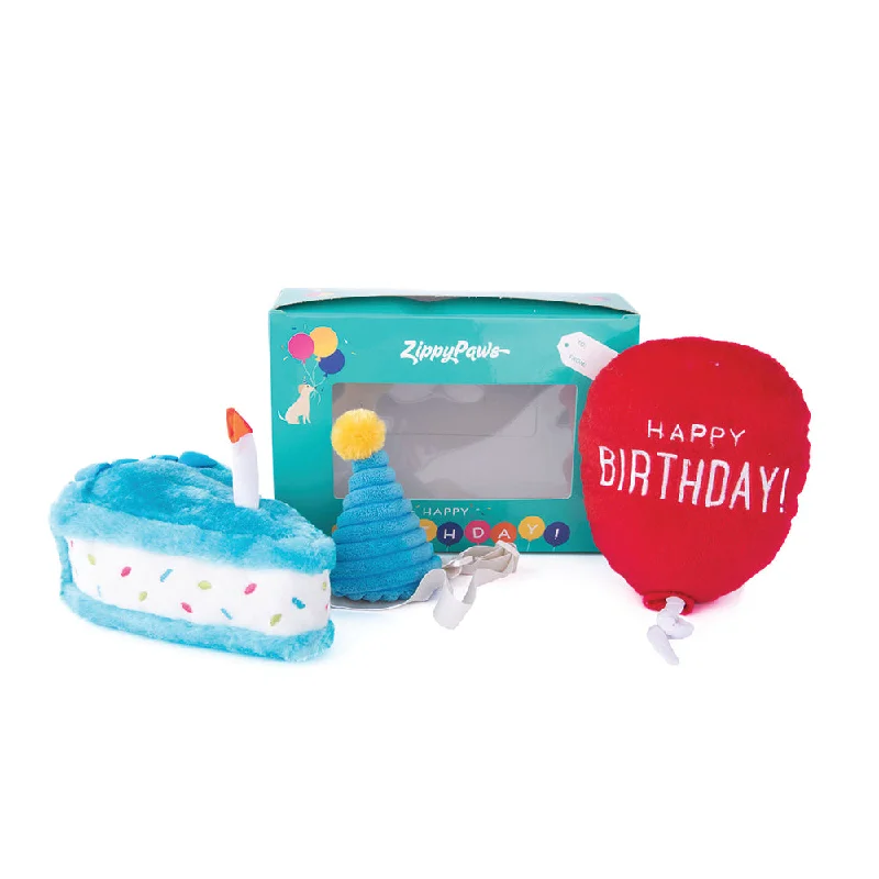 Zippypaws Birthday Box Blue Dog Toy