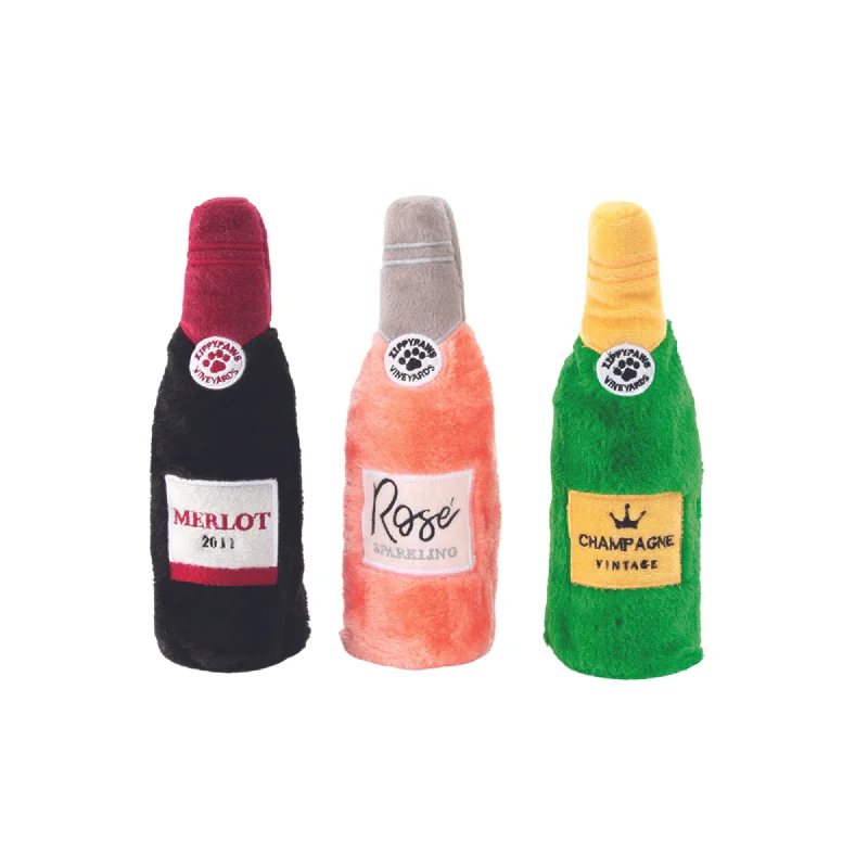 Zippypaws Happy Hour Crusherz Wine 3 Pack Dog Toy