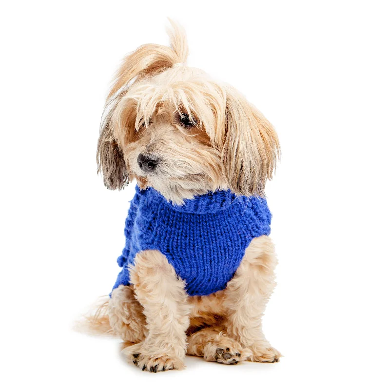 WORTHY DOG | Hand Knit Turtleneck Sweater in Blue