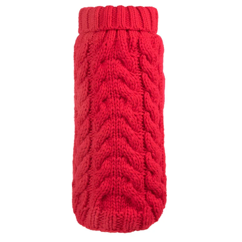 WORTHY DOG | Hand Knit Turtleneck Sweater in Red